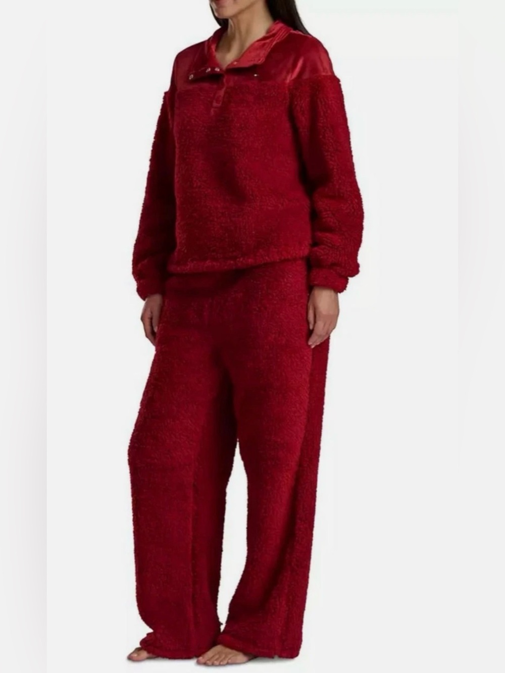 TOMMY HILFIGER Sky Captain Sherpa Fleece Pajama Set sz XL X-Large Regatta Red